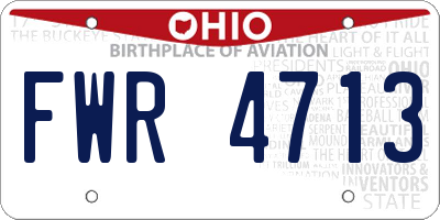 OH license plate FWR4713