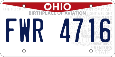 OH license plate FWR4716