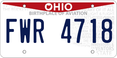 OH license plate FWR4718