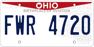 OH license plate FWR4720