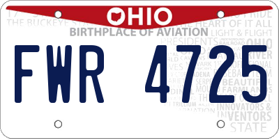 OH license plate FWR4725