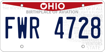 OH license plate FWR4728