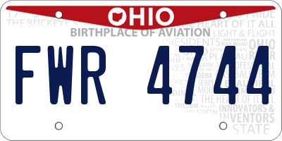 OH license plate FWR4744