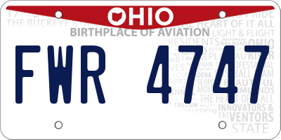 OH license plate FWR4747