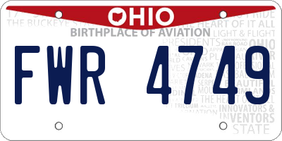 OH license plate FWR4749