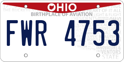 OH license plate FWR4753