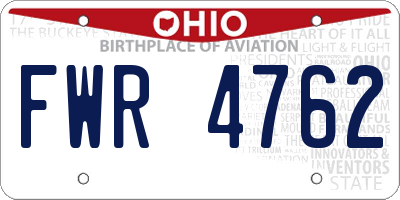 OH license plate FWR4762