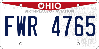 OH license plate FWR4765