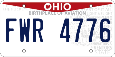 OH license plate FWR4776