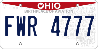 OH license plate FWR4777