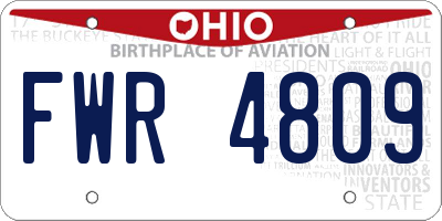 OH license plate FWR4809