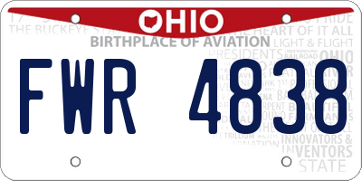 OH license plate FWR4838
