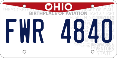 OH license plate FWR4840