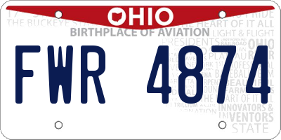 OH license plate FWR4874
