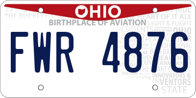 OH license plate FWR4876