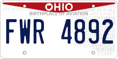 OH license plate FWR4892