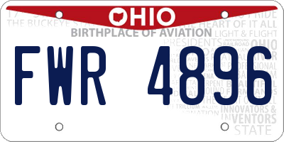 OH license plate FWR4896