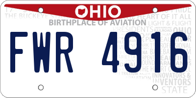 OH license plate FWR4916