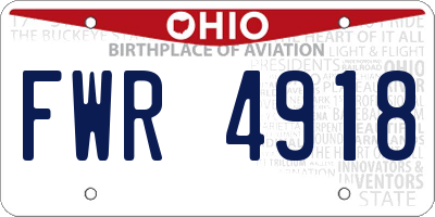 OH license plate FWR4918