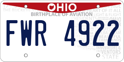 OH license plate FWR4922