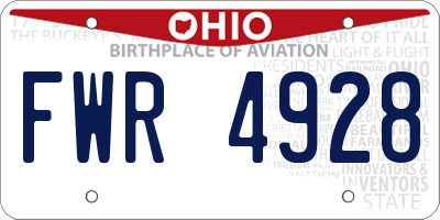 OH license plate FWR4928