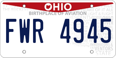 OH license plate FWR4945