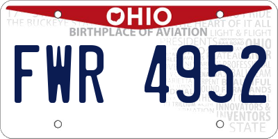 OH license plate FWR4952