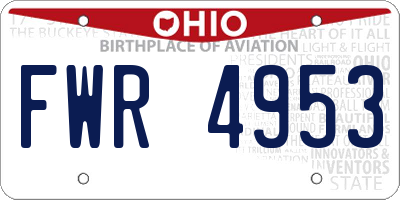 OH license plate FWR4953
