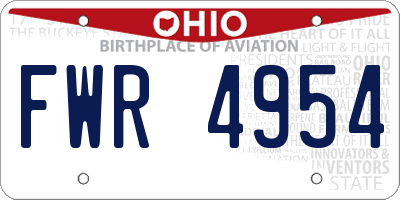 OH license plate FWR4954