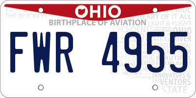 OH license plate FWR4955