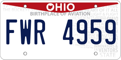 OH license plate FWR4959