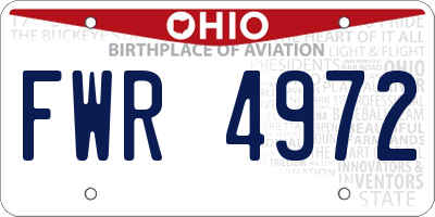 OH license plate FWR4972
