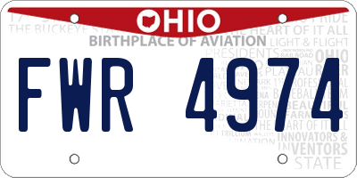 OH license plate FWR4974