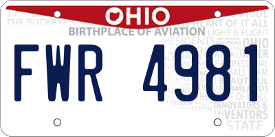 OH license plate FWR4981