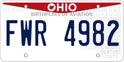 OH license plate FWR4982