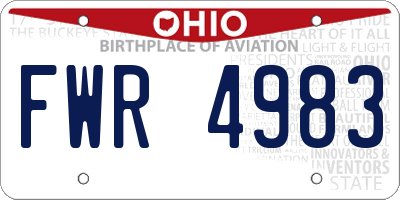 OH license plate FWR4983