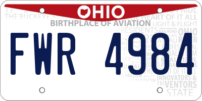 OH license plate FWR4984