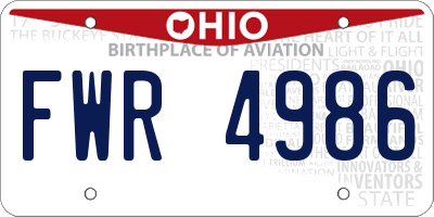 OH license plate FWR4986