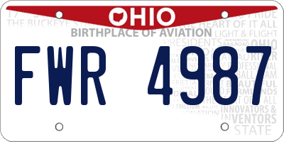OH license plate FWR4987