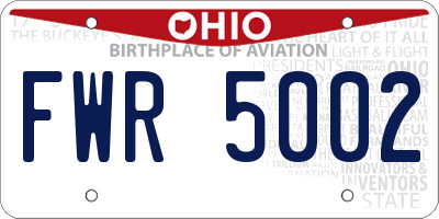 OH license plate FWR5002