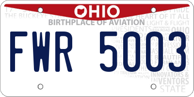 OH license plate FWR5003