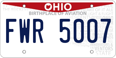 OH license plate FWR5007