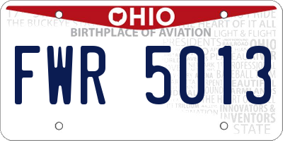OH license plate FWR5013