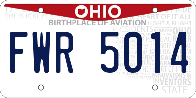 OH license plate FWR5014