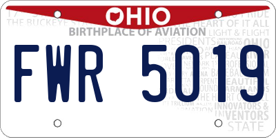 OH license plate FWR5019