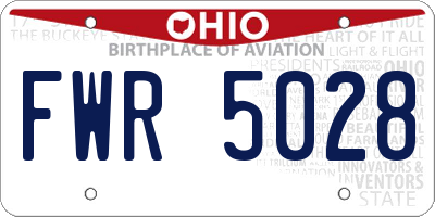 OH license plate FWR5028