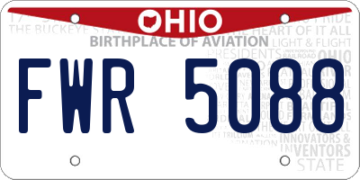 OH license plate FWR5088