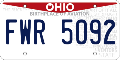 OH license plate FWR5092