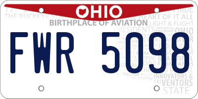 OH license plate FWR5098
