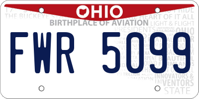 OH license plate FWR5099